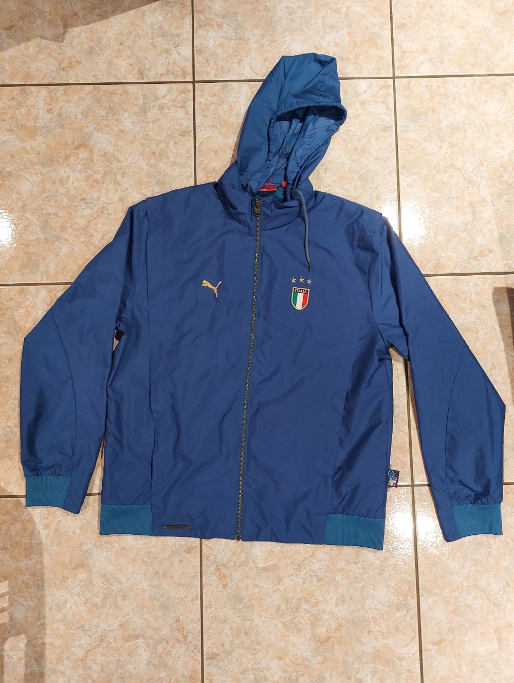 Puma Italy Blue Hooded Windbreaker Jacket